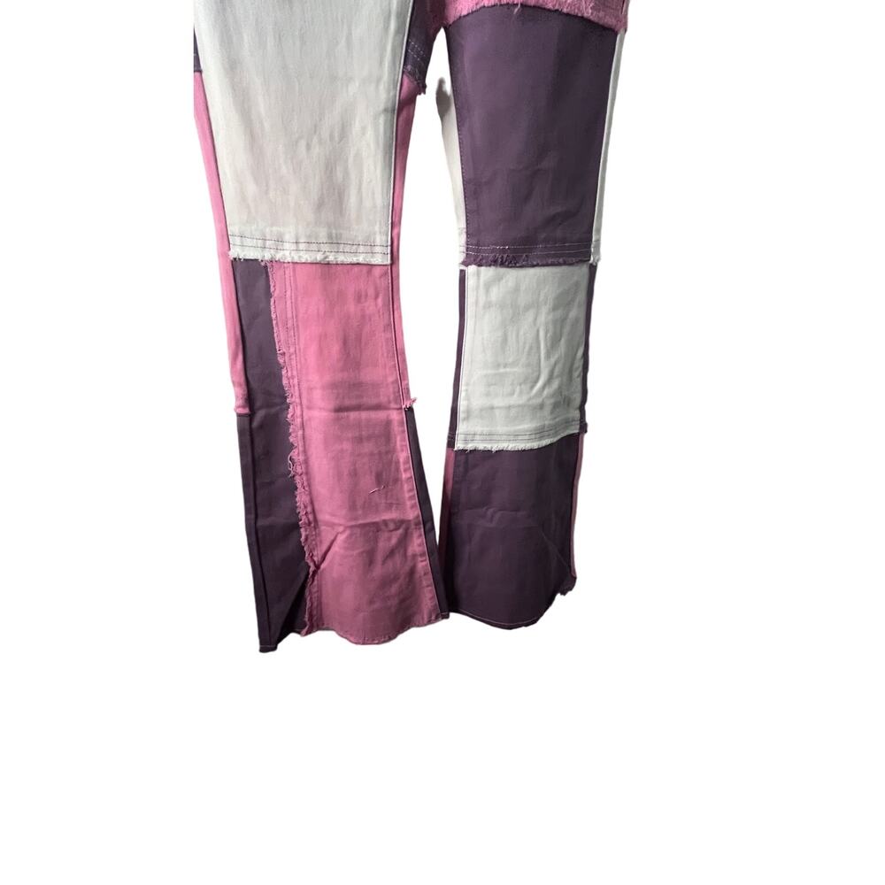 Mazik Flare Leg Bell bottom Jeans Distressed pink and purple Medium - Picture 4 of 11